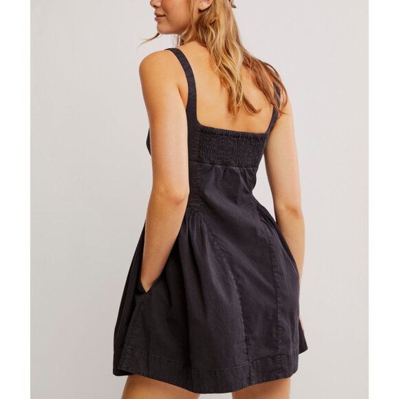 FREE PEOPLE Astrid Oxford Mini Dress / Black - Picture 6 of 10